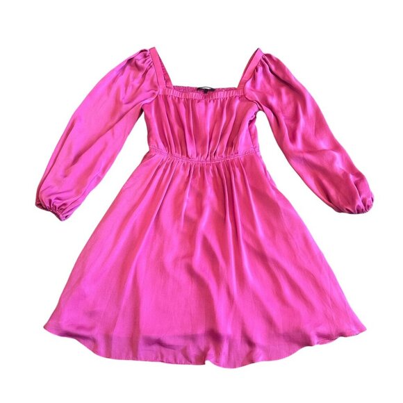 Kobi Halperin Stavy Pleated Smocked Mini Dress Satin Square Neck Size Small - Picture 2 of 14